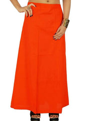 Women’s Cotton Petticoat |Skirt| Soft Breathable Underskirt for Saree & Dress - Bright Orange