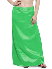 Women’s Satin Petticoat Slip Skirt –Smooth Silky Underskirt for Dresses & Sarees - Green