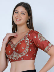 Choli Cut Maroon Cotton Silk Blouse