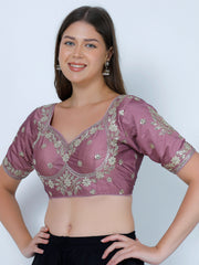 Choli Cut Mauve Cotton Silk Blouse