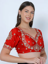 Choli Cut Red Cotton Silk Blouse