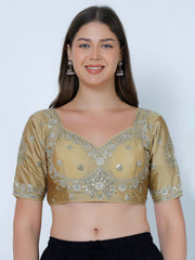 Choli Cut Gold Cotton Silk Blouse