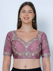 Choli Cut Mauve Cotton Silk Blouse