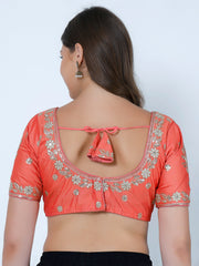 Choli Cut Peach Cotton Silk Blouse