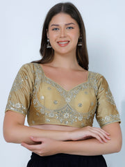 Choli Cut Gold Cotton Silk Blouse