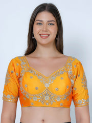 Choli Cut Mustard Cotton Silk Blouse