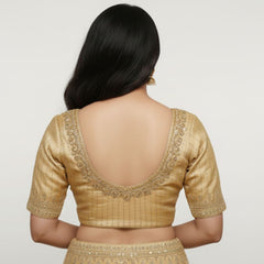 Elegant Golden Embellished Readymade Blouse for Women – Party & Wedding Wear