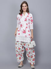 Trendzmy Women Apple Cut Red Floral Print Pure Cotton Straight Kurta Set XXXL