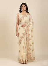 Light Cream/Beige Color Georgette Chiffon Saree, #39055