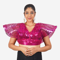 Trendzmy Women Rani Pink Self Design Readymade Blouse Default Title