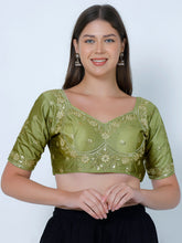 Choli Cut Mehandi Cotton Silk Blouse