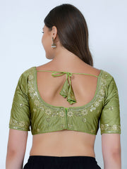 Choli Cut Mehandi Cotton Silk Blouse