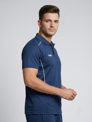 TYKA Prima Men Navy Sports Polo T-Shirt H/S- Quick Dry Activewear with Contrast Piping