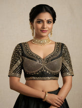 Luxury Embroidered Blouse | Indian Designer Choli with Mesh Panel | Wedding, Festival & Party Wear