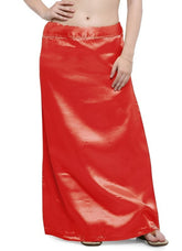 Women’s Satin Petticoat Slip Skirt –Smooth Silky Underskirt for Dresses & Sarees - Red