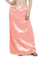 Women’s Satin Petticoat Slip Skirt –Smooth Silky Underskirt for Dresses & Sarees - Peach
