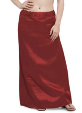 Women’s Satin Petticoat Slip Skirt –Smooth Silky Underskirt for Dresses & Sarees - Maroon