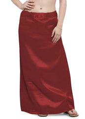 Women’s Satin Petticoat Slip Skirt –Smooth Silky Underskirt for Dresses & Sarees - Maroon