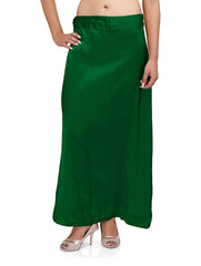 Women’s Satin Petticoat Slip Skirt –Smooth Silky Underskirt for Dresses & Sarees - Dark Green