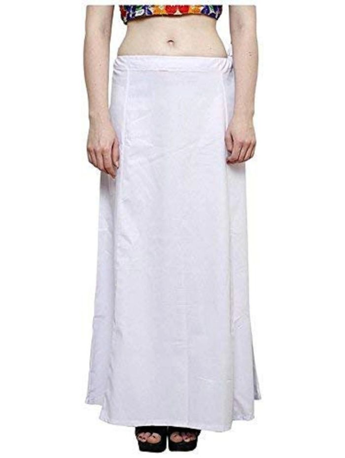 Women’s Cotton Petticoat |Skirt| Soft Breathable Underskirt for Saree & Dress - White