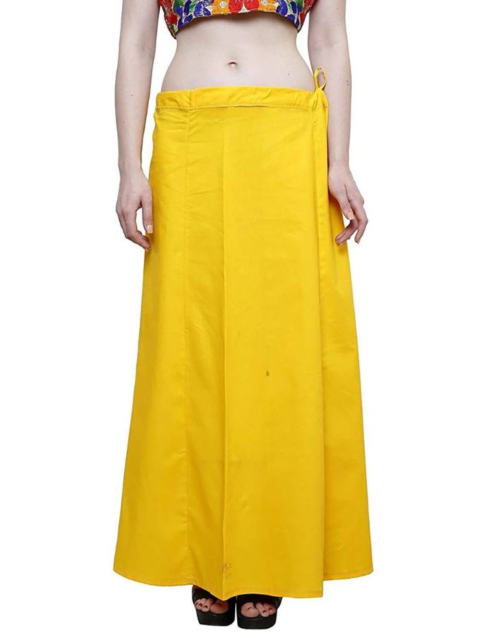 Women’s Cotton Petticoat |Skirt| Soft Breathable Underskirt for Saree & Dress - Yellow