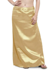 Women’s Satin Petticoat Slip Skirt –Smooth Silky Underskirt for Dresses & Sarees - Beige