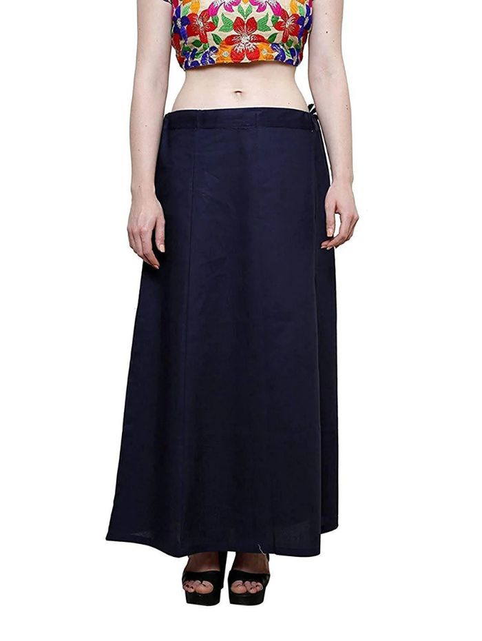Women’s Cotton Petticoat |Skirt| Soft Breathable Underskirt for Saree & Dress - Navy Blue