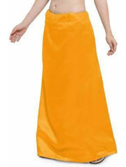 Women’s Satin Petticoat Slip Skirt –Smooth Silky Underskirt for Dresses & Sarees - Yellow