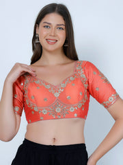 Choli Cut Peach Cotton Silk Blouse