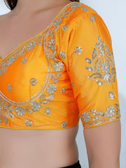 Choli Cut Mustard Cotton Silk Blouse