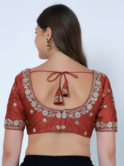 Choli Cut Maroon Cotton Silk Blouse