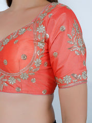 Choli Cut Peach Cotton Silk Blouse