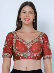 Choli Cut Maroon Cotton Silk Blouse