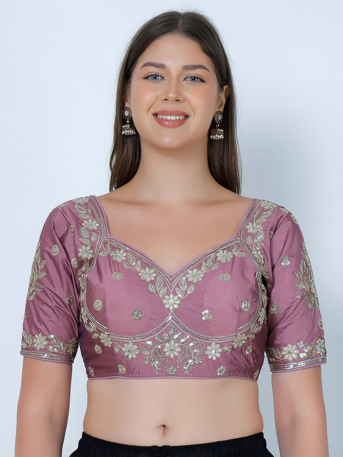Choli Cut Mauve Cotton Silk Blouse