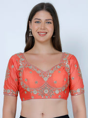 Choli Cut Peach Cotton Silk Blouse