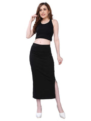 Trendzmy Women's Black Lycra Full Elastic Saree Shapewear Petticoat Free Size Default Title