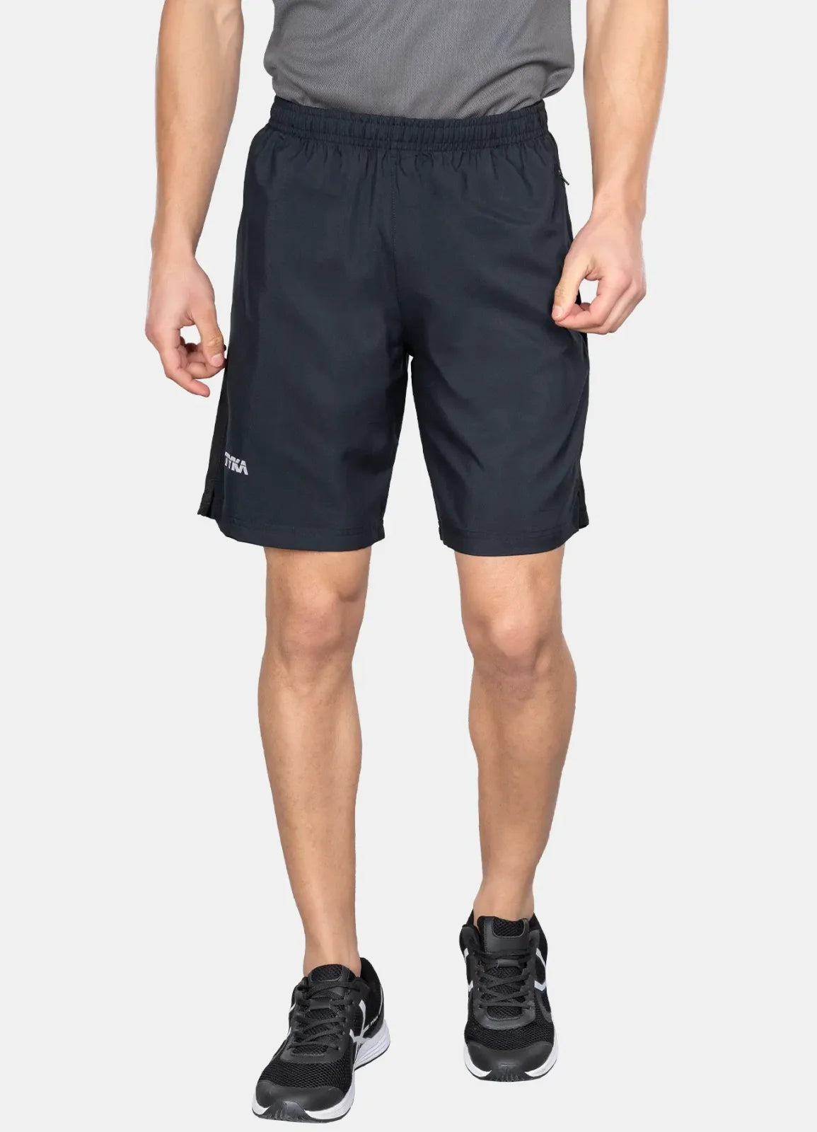 Men's Basic MYCRA Training Shorts with Zip Pockets-Black