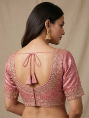 Elegant Mauve Pink Sequined Embroidered Saree Blouse / Lehenga Choli | Ready-to-Wear Designer Ethnic Top