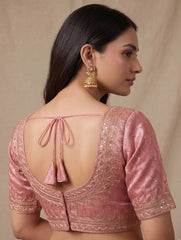 Elegant Mauve Pink Sequined Embroidered Saree Blouse / Lehenga Choli | Ready-to-Wear Designer Ethnic Top