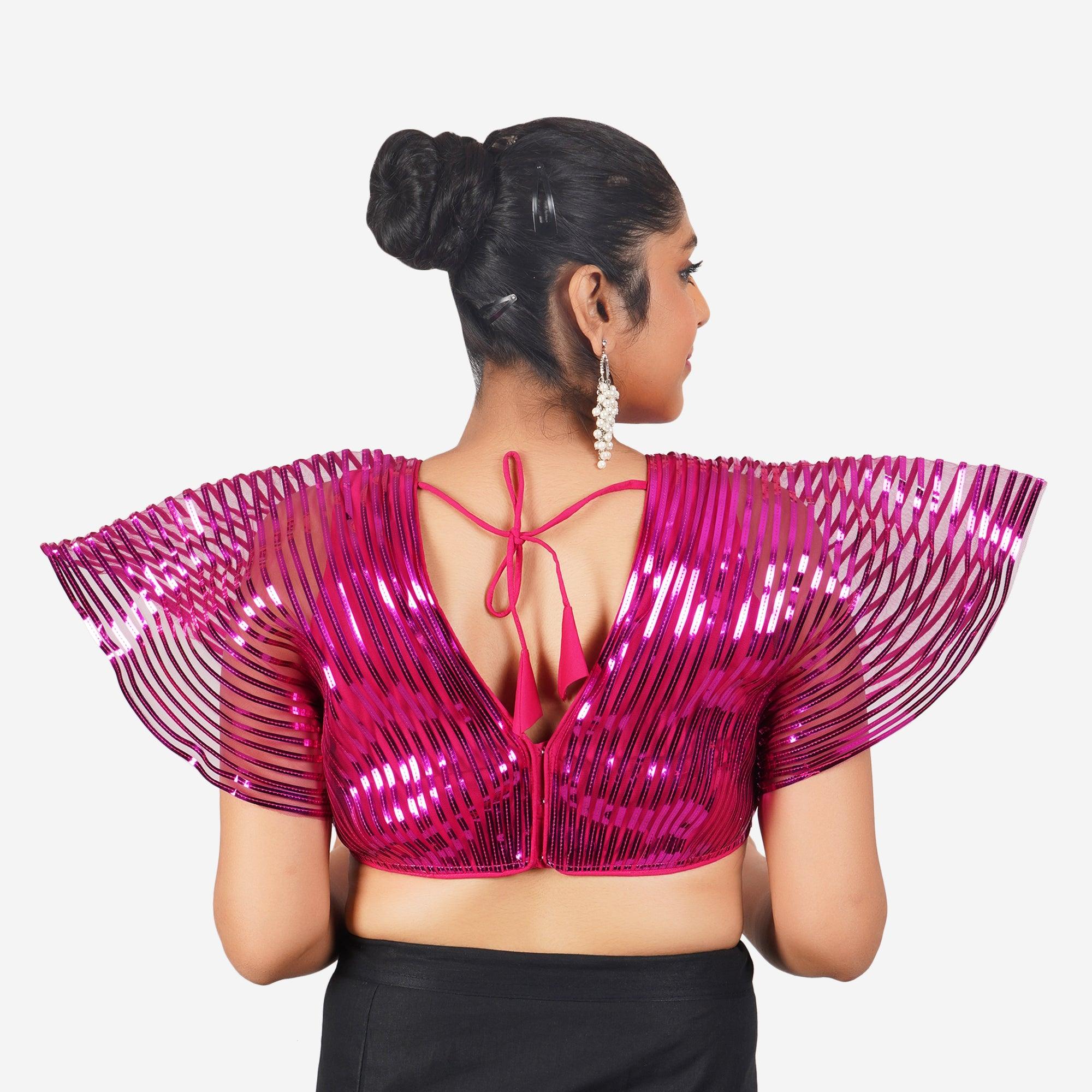 Trendzmy Women Rani Pink Self Design Readymade Blouse