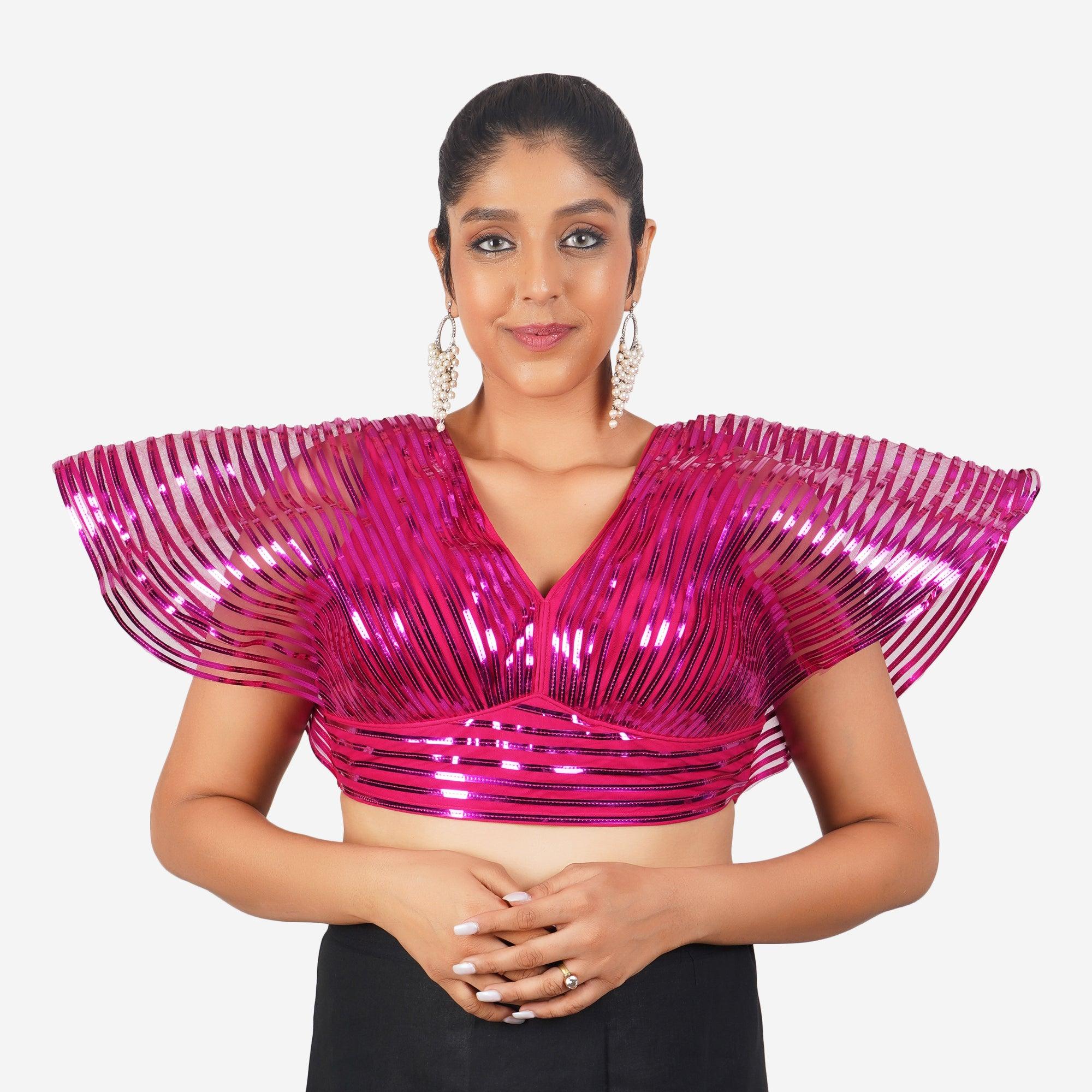 Trendzmy Women Rani Pink Self Design Readymade Blouse Default Title