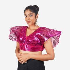 Trendzmy Women Rani Pink Self Design Readymade Blouse
