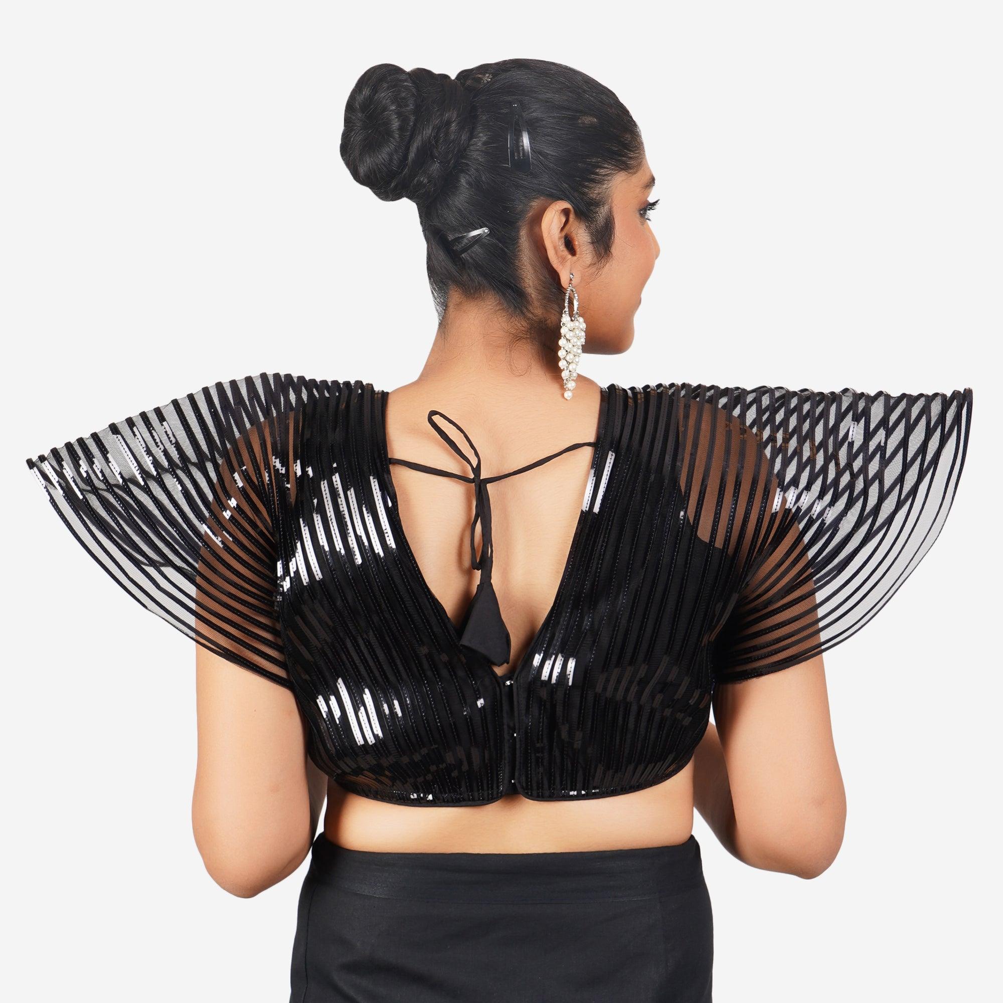 Trendzmy Women Black Self Design Readymade Blouse