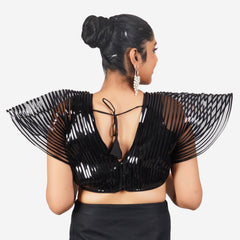 Trendzmy Women Black Self Design Readymade Blouse
