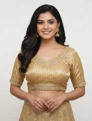 Elegant Golden Embellished Readymade Blouse for Women – Party & Wedding Wear
