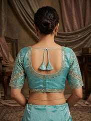 Women’s Designer Embroidered Silk Saree Blouse for Party Wear | Padded Readymade Blouse with Heavy Sequin Work | Indian Wedding Ethnic Crop Top Blouse for Saree & Lehenga