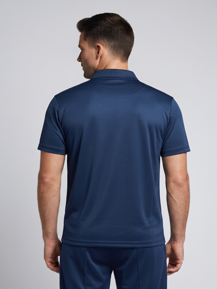 TYKA Prima Men Navy Sports Polo T-Shirt H/S- Quick Dry Activewear with Contrast Piping