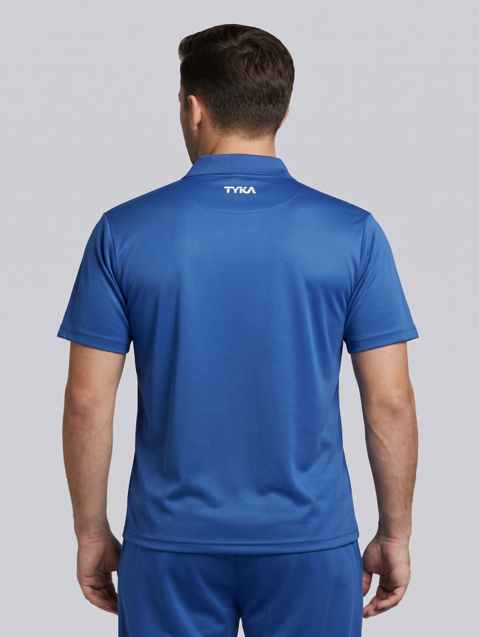 TYKA Prima Men Blue Sports Polo T-Shirt H/S Quick Dry Activewear with Contrast Piping