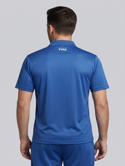 TYKA Prima Men Blue Sports Polo T-Shirt H/S Quick Dry Activewear with Contrast Piping