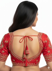 Elegant Red Cotton Silk Embroidered Blouse